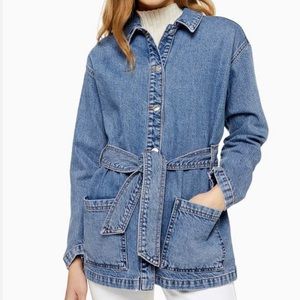 TOPSHOP Blue Denim Belted Jacket